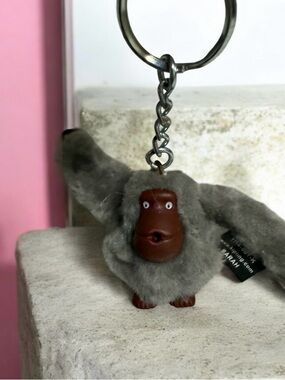 Pre-owned Kipling Gray Plush Monkey Keychain